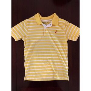 Nautica Boys Yellow White Striped Cotton Polo Shirt Size M 10/12 NSSHB19F-709